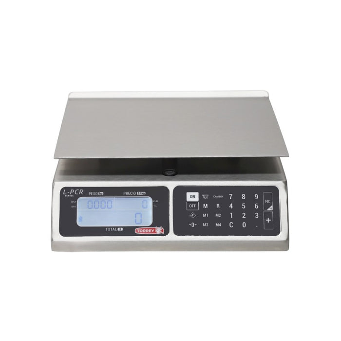 Báscula Digital Memorias de Precios, Funcion de Caja Regitradora, Conexión USB, Acero Inox 20kg Torrey LPCR20-N-USB