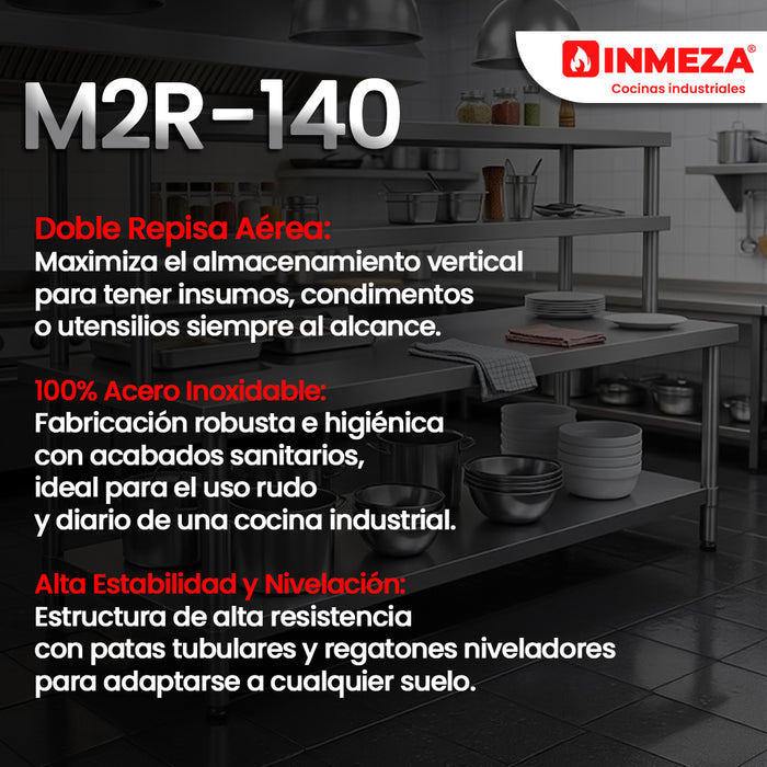 Mesa Tipo Isla Doble Repisa INMEZA FACTORY M2R-140