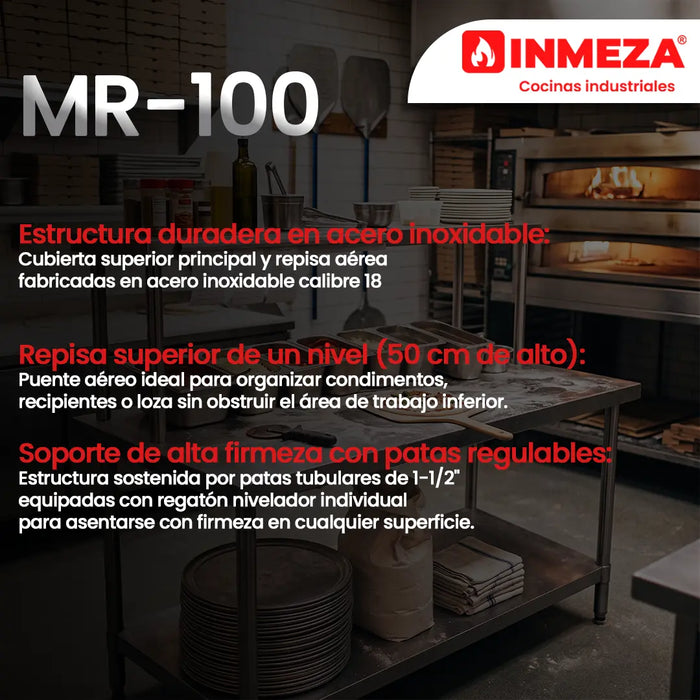 Mesa Tipo Isla con Repisa INMEZA FACTORY MR-100