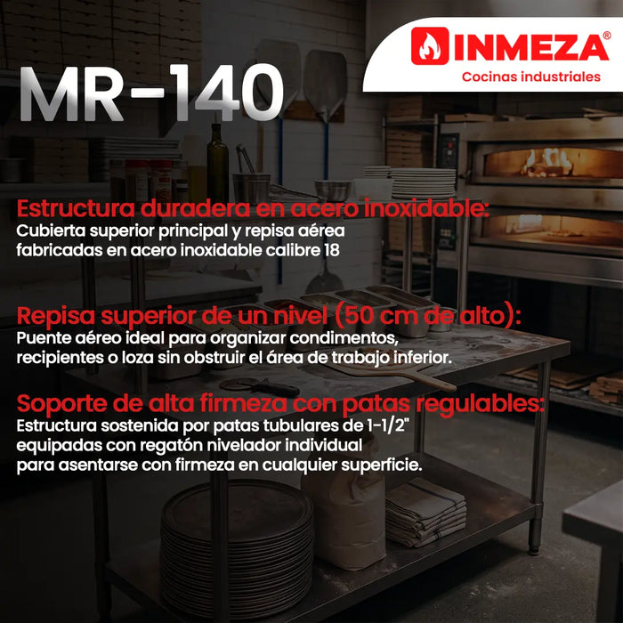 Mesa Tipo Isla con Repisa INMEZA FACTORY MR-140
