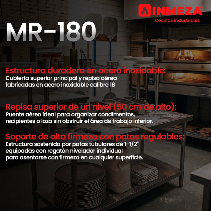 Mesa Tipo Isla con Repisa INMEZA FACTORY MR-180