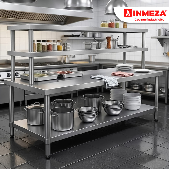 Mesa Tipo Isla Doble Repisa INMEZA FACTORY M2R-100
