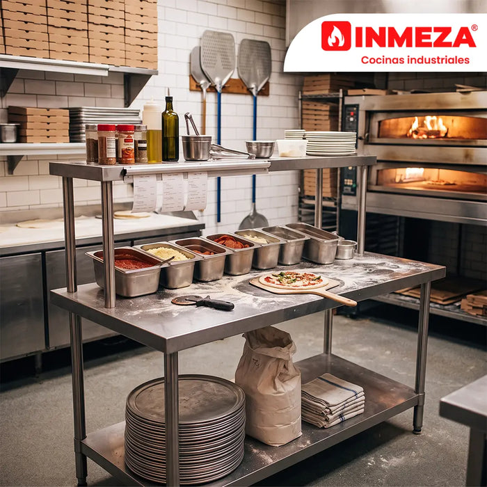 Mesa Tipo Isla con Repisa INMEZA FACTORY MR-100