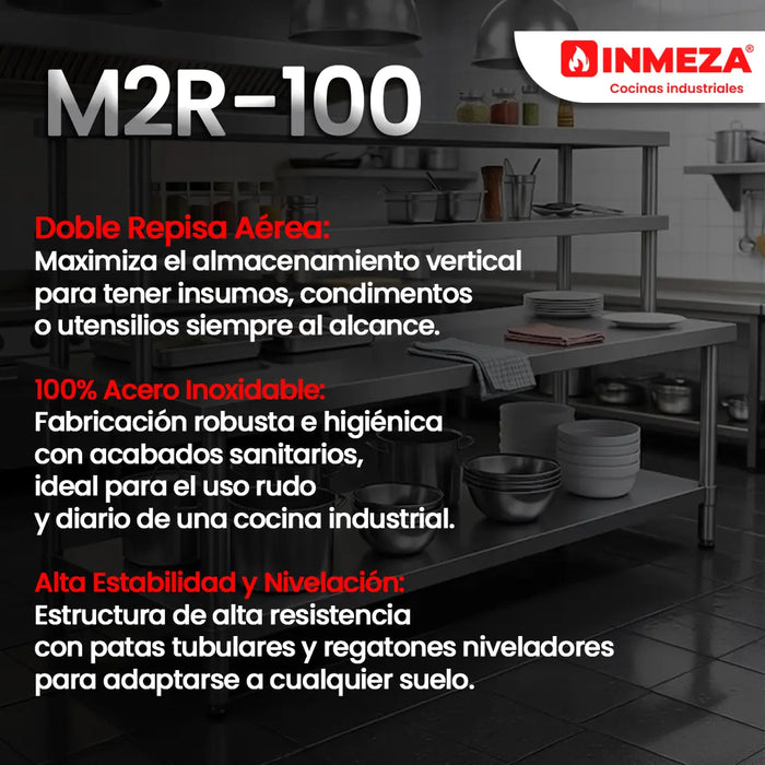 Mesa Tipo Isla Doble Repisa INMEZA FACTORY M2R-100