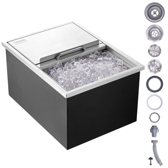 Hielera Empotrable de Acero Inox 40.9 qt, Tubo y Tapón de Drenaje Incluidos  VEVOR FG-SKU11