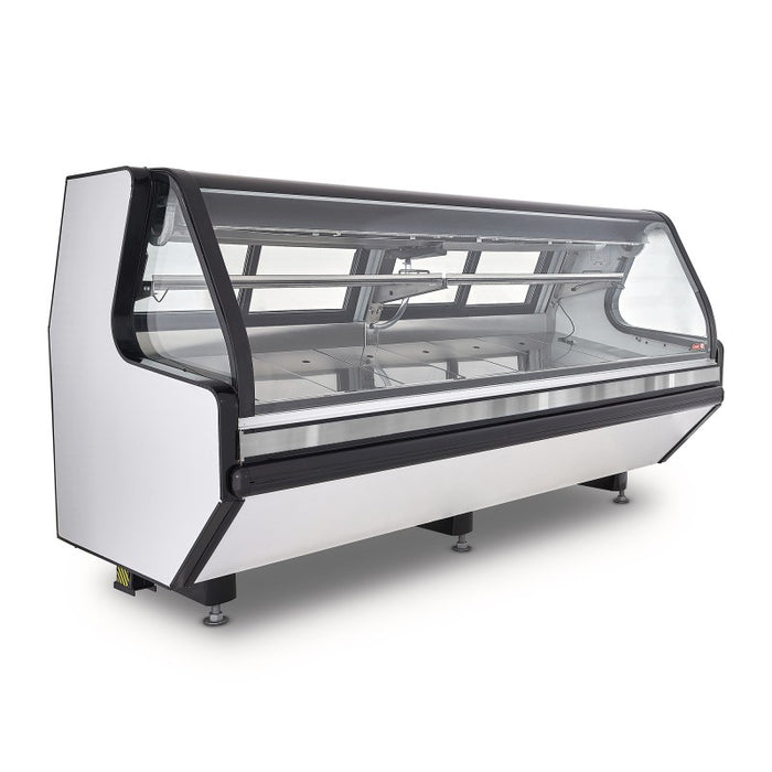 Vitrina Carnicera Tramo Exhibidor Vidrio Frontal Abatible Acero Inox 250cm Torrey TEC250LIFT-AI