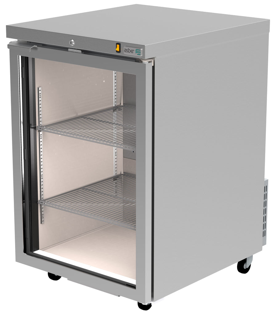ASBER ABBC-23-SG-HC Refrigerador Contrabarra Acero Inoxidable 1 puerta de Cristal 8.9 Pies3 Envio Cobrar Refrigeracion ASBER 