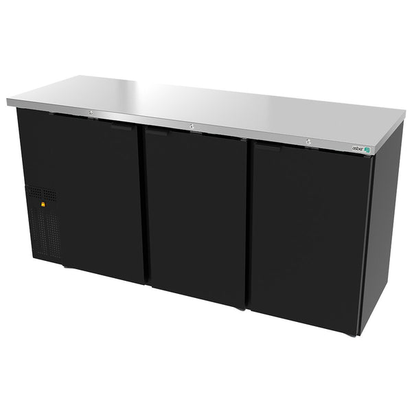 ASBER ABBC-24-72-HC Refrigerador de Contrabarra en Vinyl Negro 3 Puertas Solidas Envío por Cobrar Refrigeracion ASBER 