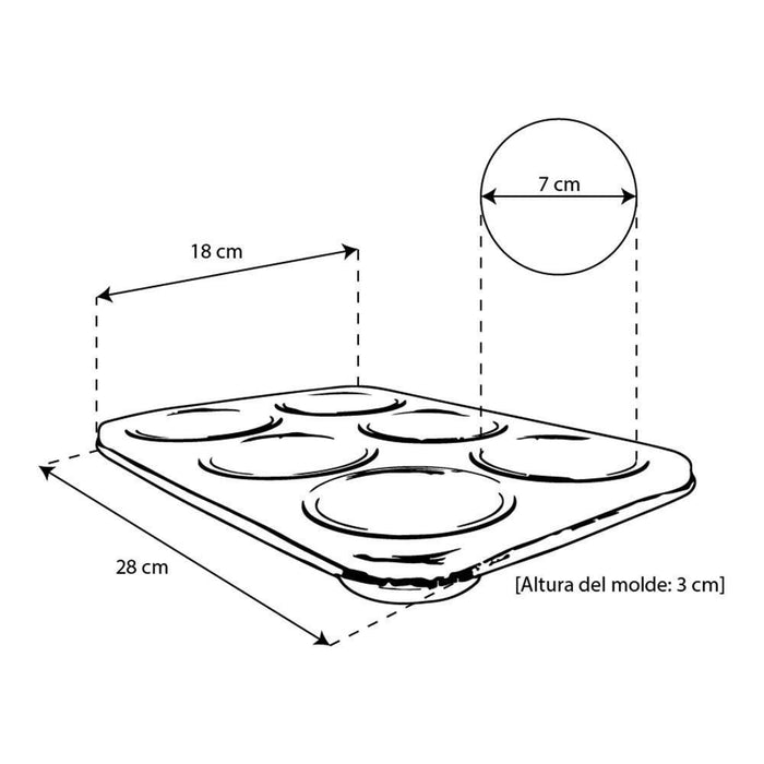 BAK PME286 Placa mantecadas estanada 6 cavidades Envío por Cobrar Utensilios Bak 