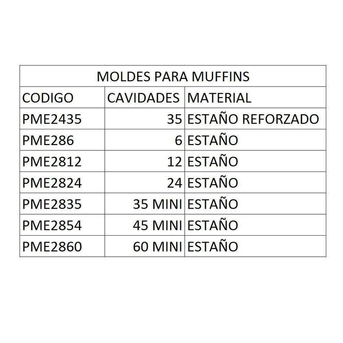 BAK PME286 Placa mantecadas estanada 6 cavidades Envío por Cobrar Utensilios Bak 