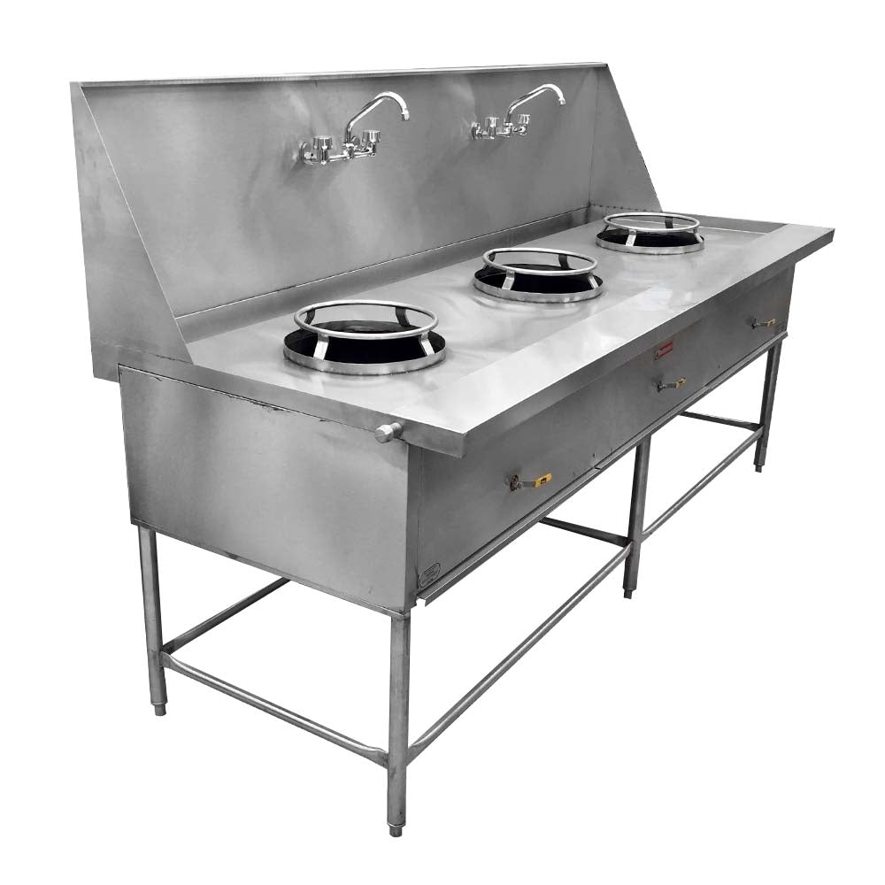 Inmeza W-3 Estufa wok 3 quemadores alta presión 240 x 90 x 90 cm