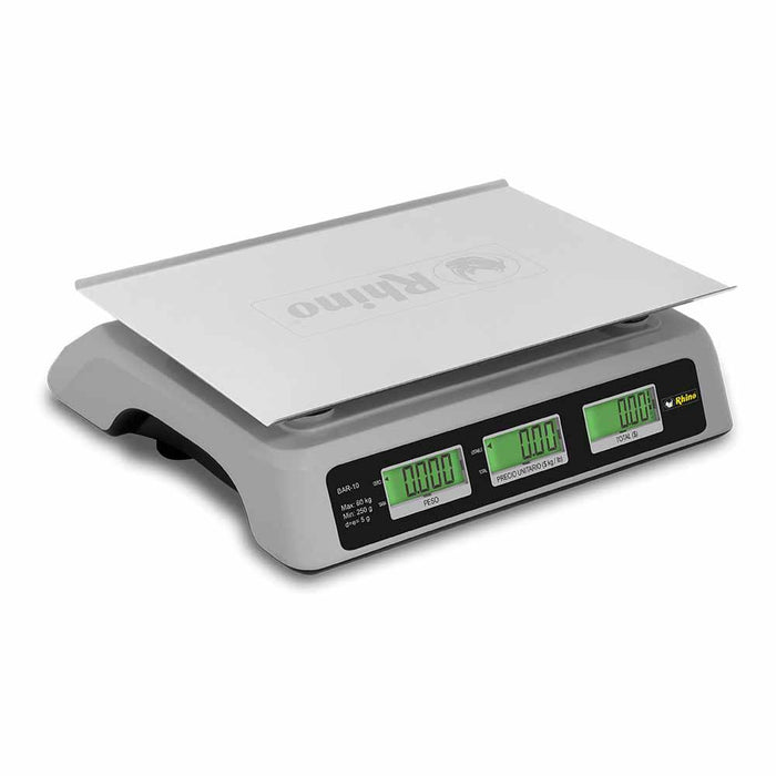 Rhino BAR-10 Báscula Mostrador Recargable Backlight Acero Inoxidable 60 kg Básculas Rhino 